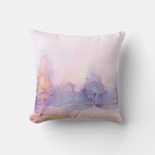 Abstract oil painting winter forest landscape. Sem Throw Pillow