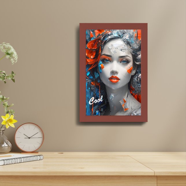 Abstract Oil Sketch Girl Framed Art (Table Top)