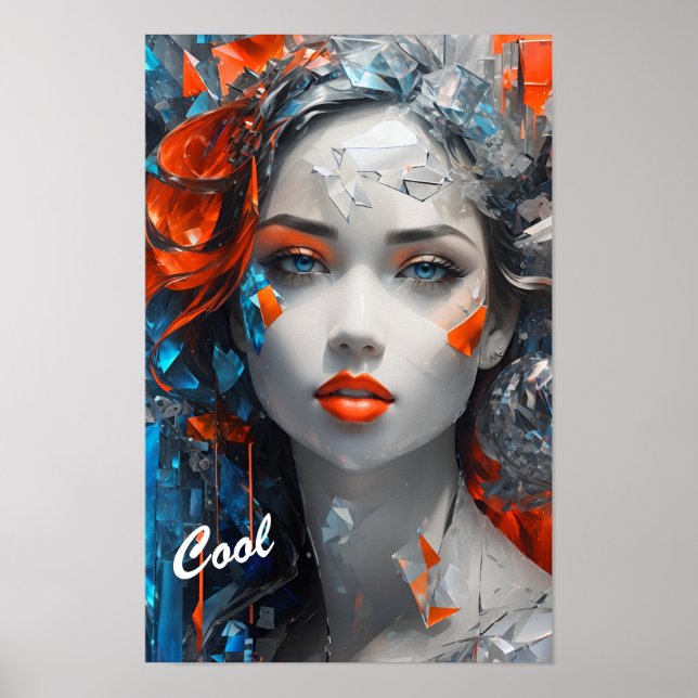 Abstract Oil Sketch Girl Framed Art (Front)