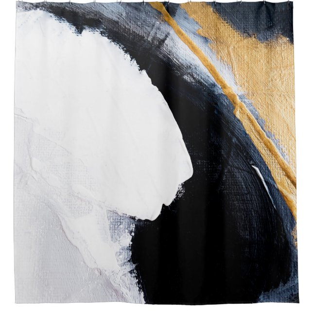 Abstract oil texture background. Abstract art gold Shower Curtain (Front)