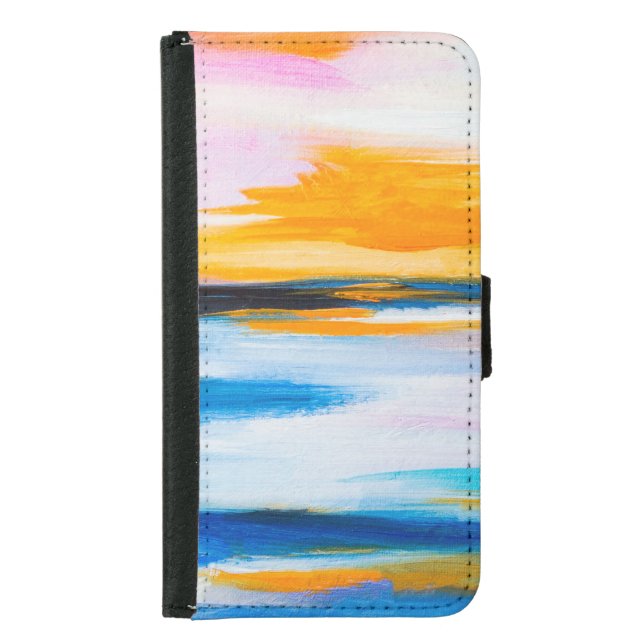Abstract oil texture, sunset sea painting. samsung galaxy wallet case (Front)