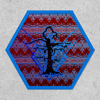 Abstract Old Withered Tree Blue Pattern Patch