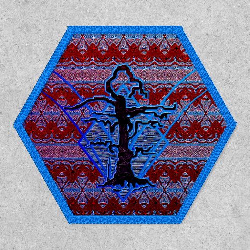 Abstract Old Withered Tree Blue Pattern  Patch