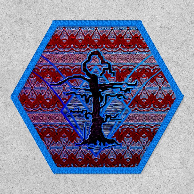 Abstract Old Withered Tree Blue Pattern  Patch (Front)