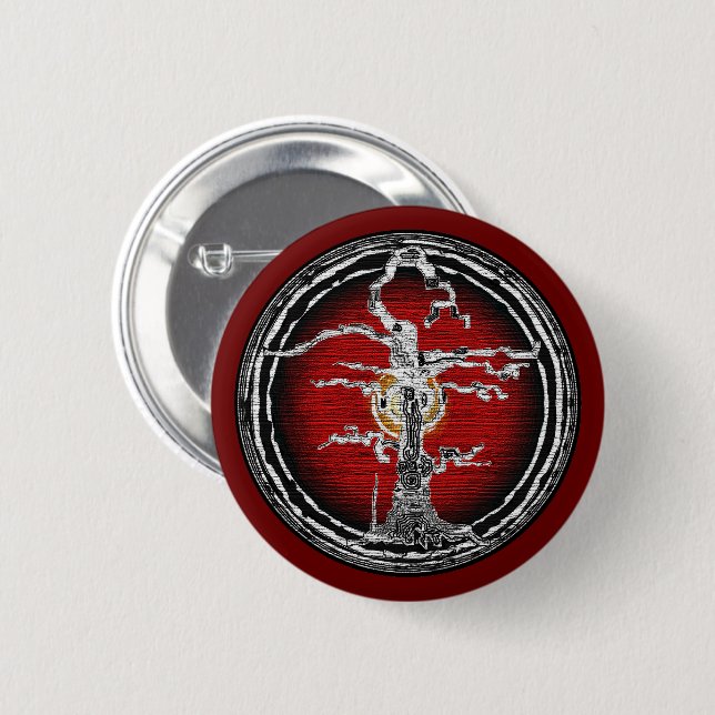 Abstract Old Withered Tree Red B Button (Front & Back)
