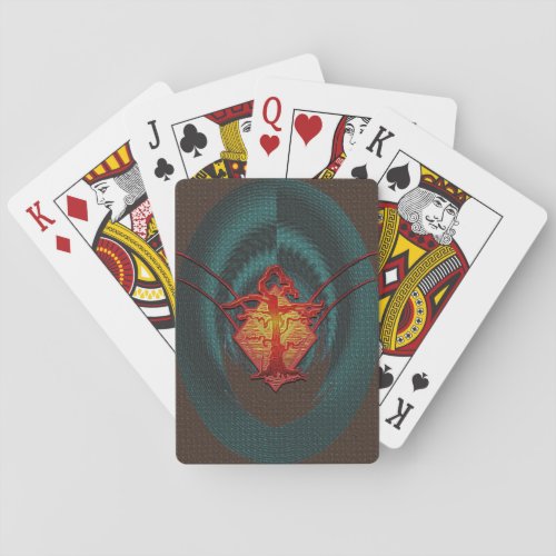 Abstract Old Withered Tree Red Flame Poker Cards