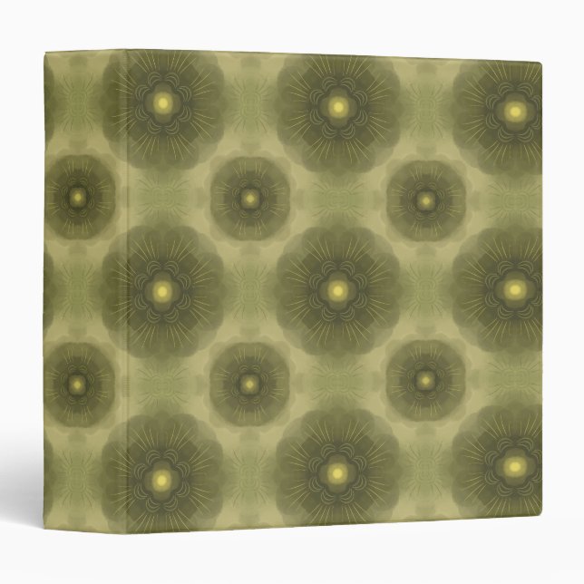 Abstract Olive Green Flower Seamless Pattern 3 Ring Binder (Front/Spine)