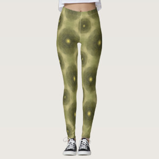 Abstract Olive Green Flower Seamless Pattern Leggings
