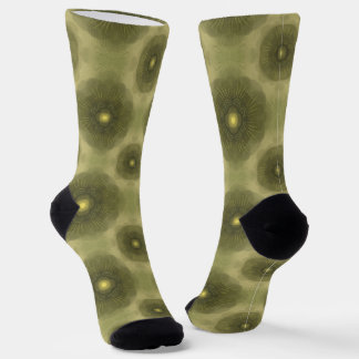 Abstract Olive Green Flower Seamless Pattern Socks