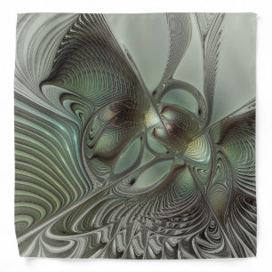 Abstract Olive Sage Green Gray Fractal Art Fantasy Bandana