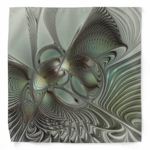 Abstract Olive Sage Green Gray Fractal Art Fantasy Bandana