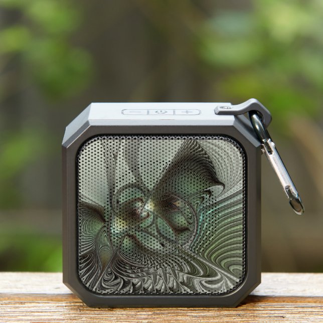 Abstract Olive Sage Green Gray Fractal Art Fantasy Bluetooth Speaker (Insitu(Outdoor))