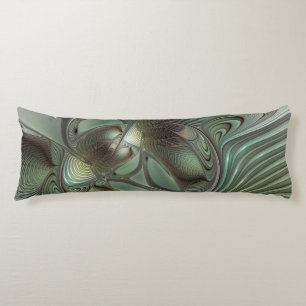 Abstract Olive Sage Green Gray Fractal Art Fantasy Body Pillow