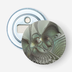 Abstract Olive Sage Green Gray Fractal Art Fantasy Bottle Opener
