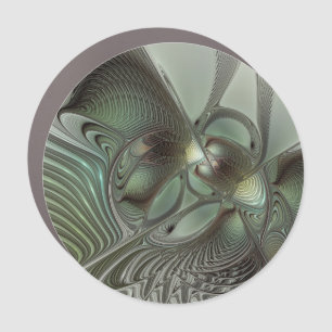 Abstract Olive Sage Green Gray Fractal Art Fantasy Car Magnet
