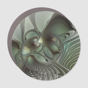 Abstract Olive Sage Green Gray Fractal Art Fantasy Car Magnet