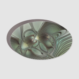 Abstract Olive Sage Green Gray Fractal Art Fantasy Car Magnet