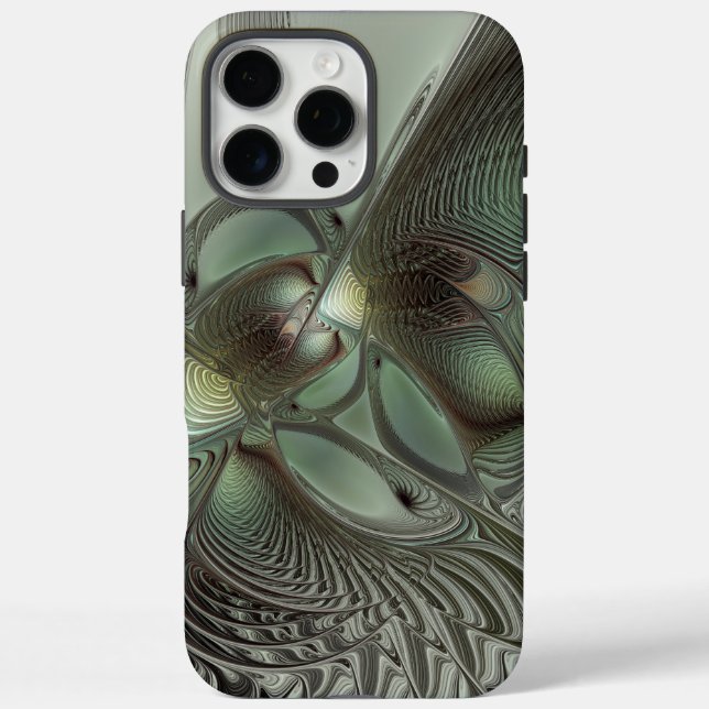 Abstract Olive Sage Green Gray Fractal Art Fantasy Case-Mate iPhone Case (Back)