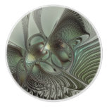 Abstract Olive Sage Green Gray Fractal Art Fantasy Ceramic Knob