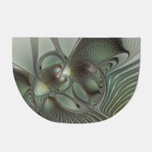 Abstract Olive Sage Green Gray Fractal Art Fantasy Doormat