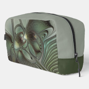 Abstract Olive Sage Green Gray Fractal Art Fantasy Dopp Kit