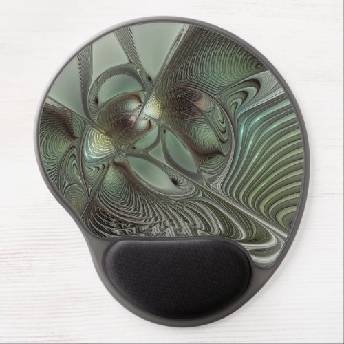 Abstract Olive Sage Green Gray Fractal Art Fantasy Gel Mouse Pad
