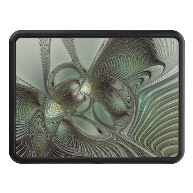 Abstract Olive Sage Green Gray Fractal Art Fantasy Hitch Cover (Front)