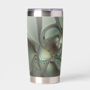 Abstract Olive Sage Green Gray Fractal Art Fantasy Insulated Tumbler