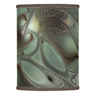 Abstract Olive Sage Green Gray Fractal Art Fantasy Lamp Shade