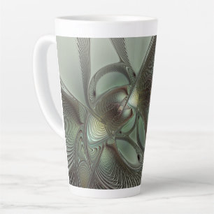Abstract Olive Sage Green Gray Fractal Art Fantasy Latte Mug