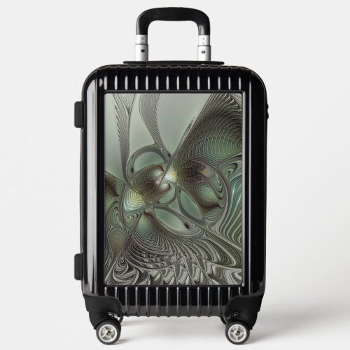 Abstract Olive Sage Green Gray Fractal Art Fantasy Luggage