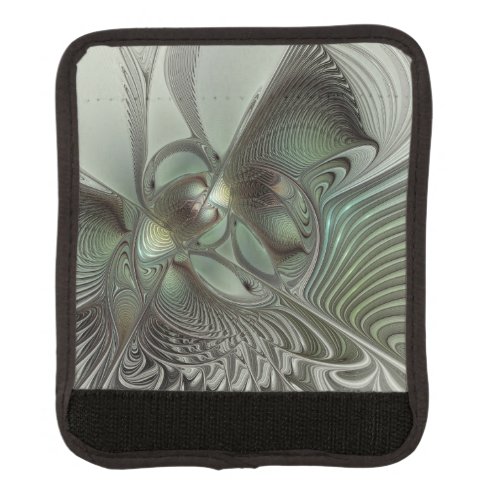 Abstract Olive Sage Green Gray Fractal Art Fantasy Luggage Handle Wrap