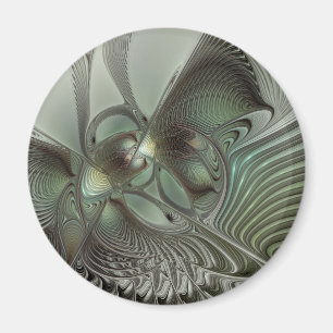 Abstract Olive Sage Green Gray Fractal Art Fantasy Magnet