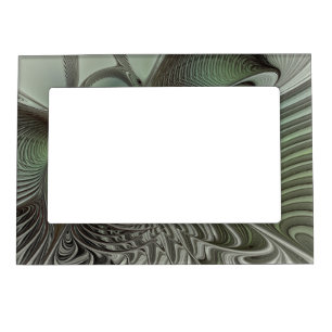 Abstract Olive Sage Green Gray Fractal Art Fantasy Magnetic Frame