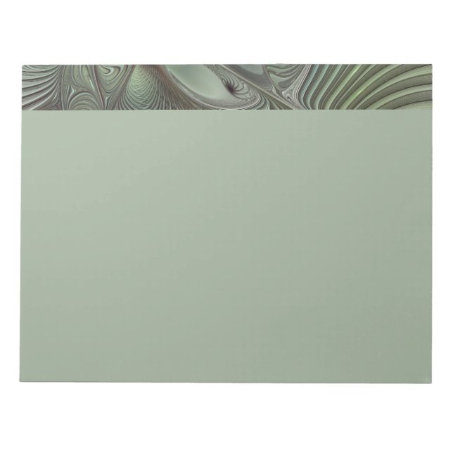 Abstract Olive Sage Green Gray Fractal Art Fantasy Notepad (Front)