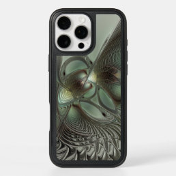 Abstract Olive Sage Green Gray Fractal Art Fantasy iPhone 16 Pro Max Case