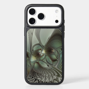 Abstract Olive Sage Green Gray Fractal Art Fantasy iPhone 17 Pro Max Case