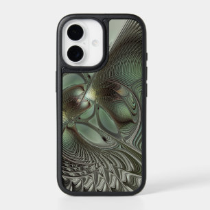 Abstract Olive Sage Green Gray Fractal Art Fantasy iPhone 17 Case