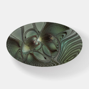 Abstract Olive Sage Green Gray Fractal Art Fantasy Paperweight
