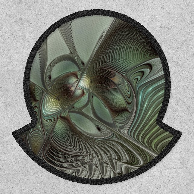 Abstract Olive Sage Green Gray Fractal Art Fantasy Patch (Front)