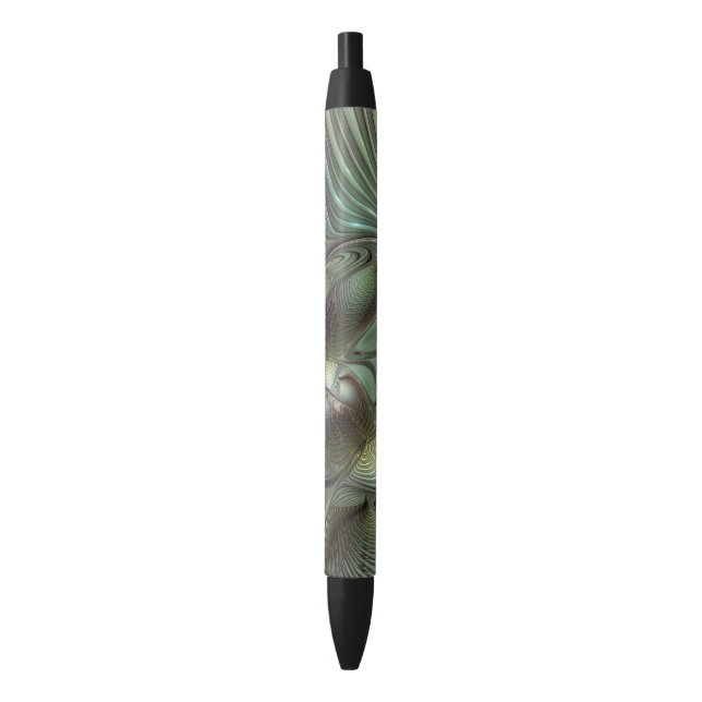 Abstract Olive Sage Green Gray Fractal Art Fantasy Pen (Front Vertical)