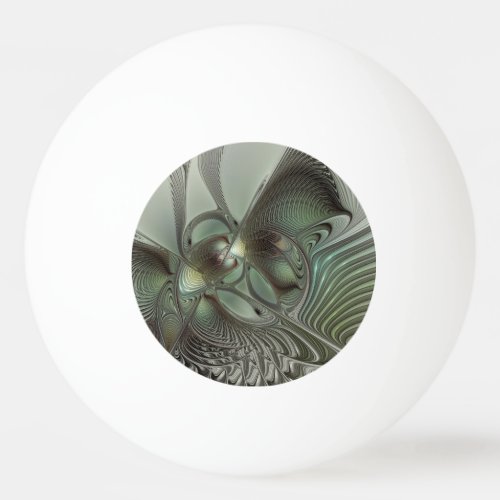 Abstract Olive Sage Green Gray Fractal Art Fantasy Ping Pong Ball