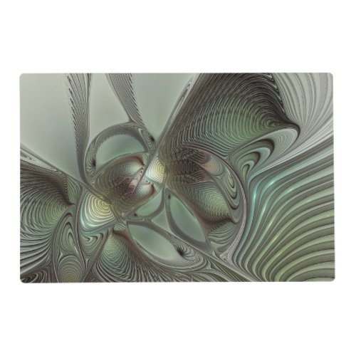 Abstract Olive Sage Green Gray Fractal Art Fantasy Placemat