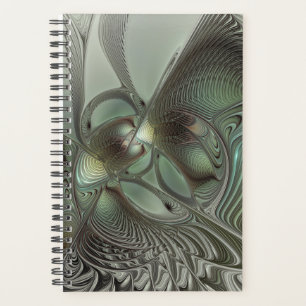 Abstract Olive Sage Green Gray Fractal Art Fantasy Planner