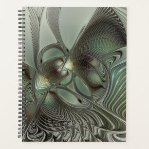 Abstract Olive Sage Green Gray Fractal Art Fantasy Planner