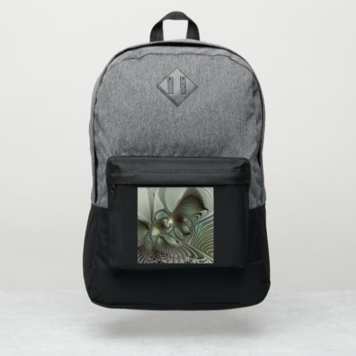 Abstract Olive Sage Green Gray Fractal Art Fantasy Port Authority® Backpack