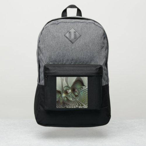 Abstract Olive Sage Green Gray Fractal Art Fantasy Port Authority Backpack
