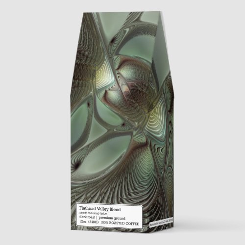 Abstract Olive Sage Green Gray Fractal Art Fantasy Roasted Coffee