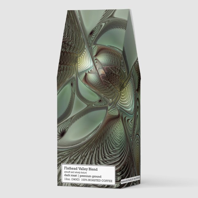 Abstract Olive Sage Green Gray Fractal Art Fantasy Roasted Coffee (Front)