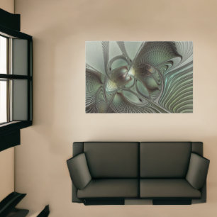 Abstract Olive Sage Green Gray Fractal Art Fantasy Rug